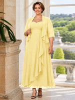 Two-piece Mother of the Bride Dress with Ruffle Design-Plus Size 
