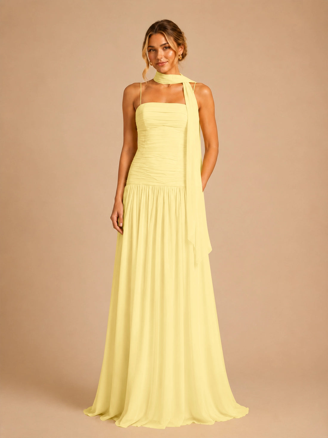 Chiffon Bridesmaid Dress with Scarf Detail 