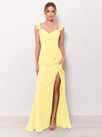 Chiffon Bridesmaid Dress with Ruffle Straps 