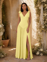 Chiffon Bridesmaid Dress with Bow-Tie Straps 