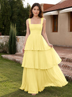 Chiffon Bridesmaid Dress with Tiered Design 