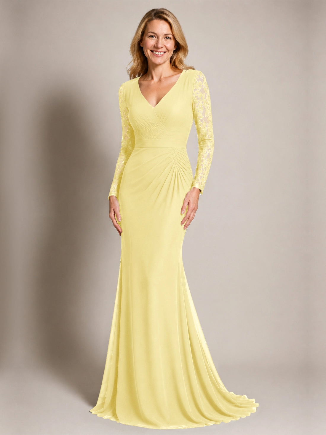 Mermaid Mother of the Bride Dress with Long Lace Sleeves 