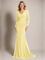 Mermaid Mother of the Bride Dress with Long Lace Sleeves 