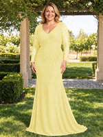 Mermaid Mother of the Bride Dress with Long Lace Sleeves-Plus Size 