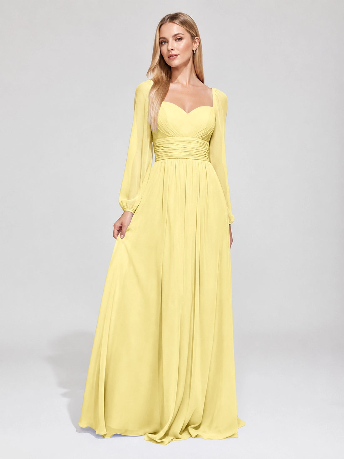 Elegant A-line Bridesmaid Dress with Long Sleeves