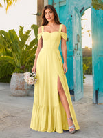A-line Bridesmaid Dress with High Slit 