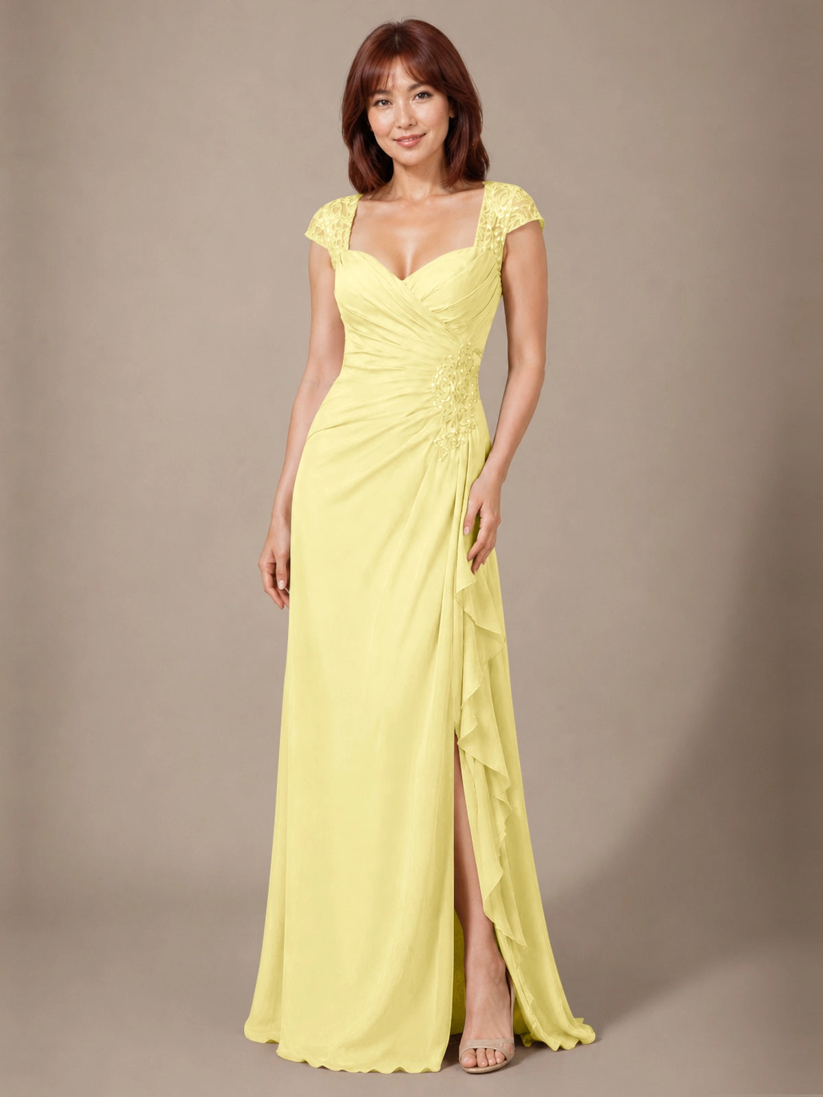 Chiffon Mother of the Bride Dress with Lace Appliques 