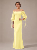 Mermaid Bridesmaid Dress with Puff Sleeves