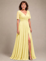 Surplice Neckline Mother of the Bride Dress with Slit 