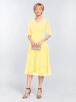 A-line Mother of the Bride Dress with Lace Sleeves 