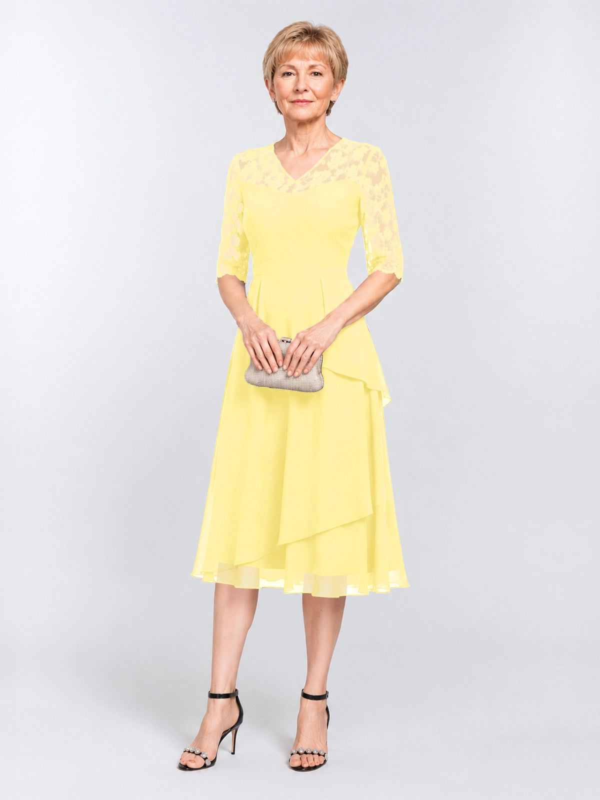 A-line Mother of the Bride Dress with Lace Sleeves 