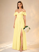 Chiffon Bridesmaid Dress with Cap Sleeves 