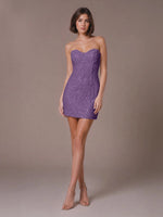 Velvet Sequin Homecoming Dress with Sweetheart Neckline 