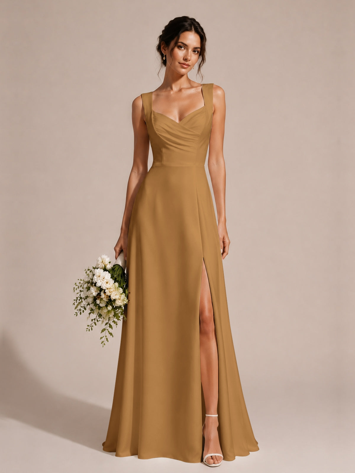 Sweetheart Neckline Bridesmaid Dress with Wide Straps