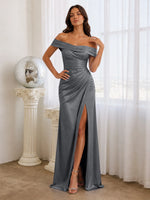 Off-the-Shoulder Prom Dress with Ruched Bodice 