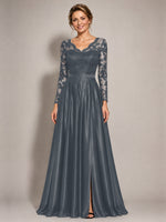 Satin Mother of the Bride Dress with Appliques