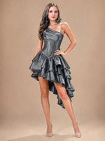 Asymmetric Homecoming Dress with One-Shoulder Neckline 