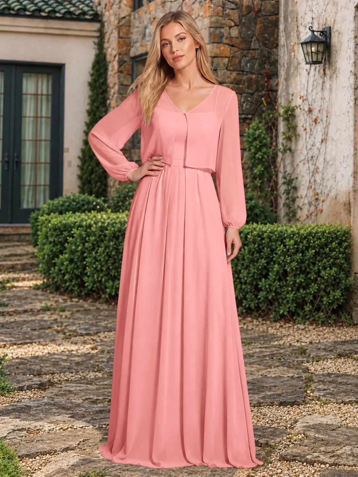 Two-Piece Square Neckline Bridesmaid Dress with Jacket