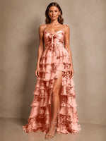 Floral Pattern High-low Dress 