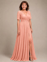 Surplice Neckline Mother of the Bride Dress with Slit 