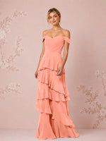 Chiffon Bridesmaid Dress with Tiered Ruffles 