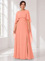 Chiffon Mother of the Bride Dress with Cape Overlay 