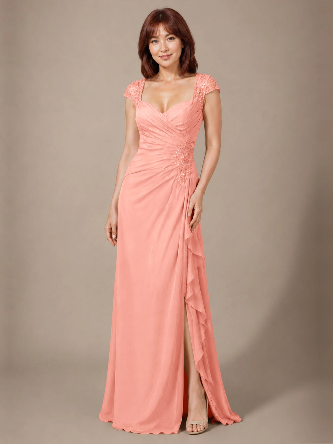 Chiffon Mother of the Bride Dress with Lace Appliques 