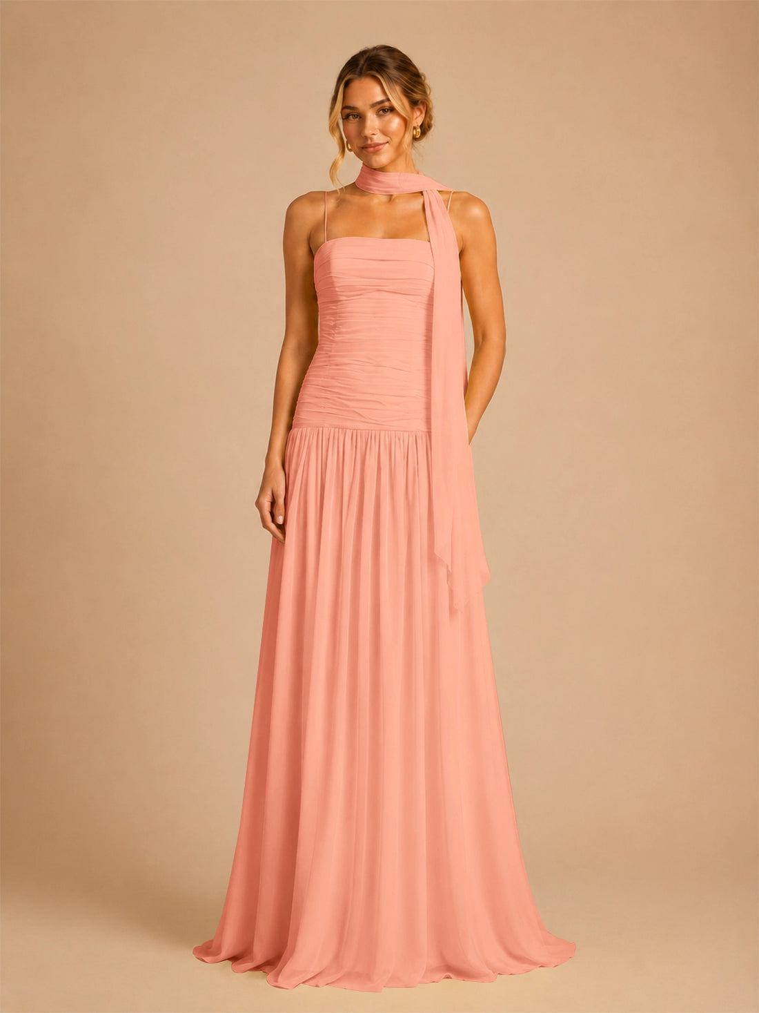 Chiffon Bridesmaid Dress with Scarf Detail 