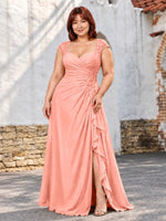 Chiffon Mother of the Bride Dress with Lace Appliques-Plus Size 