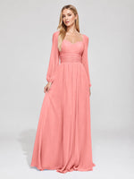 Elegant A-line Bridesmaid Dress with Long Sleeves