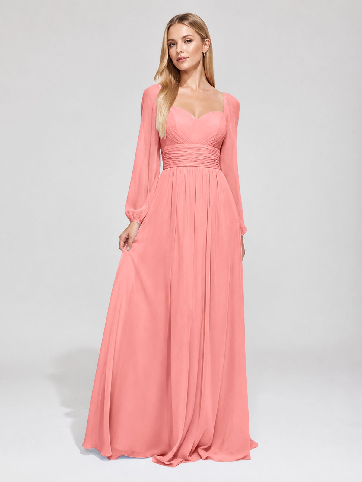Elegant A-line Bridesmaid Dress with Long Sleeves