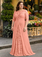 Lace Mother of the Bride Dress with Applique-Plus Size 