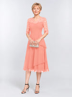 A-line Mother of the Bride Dress with Lace Sleeves 