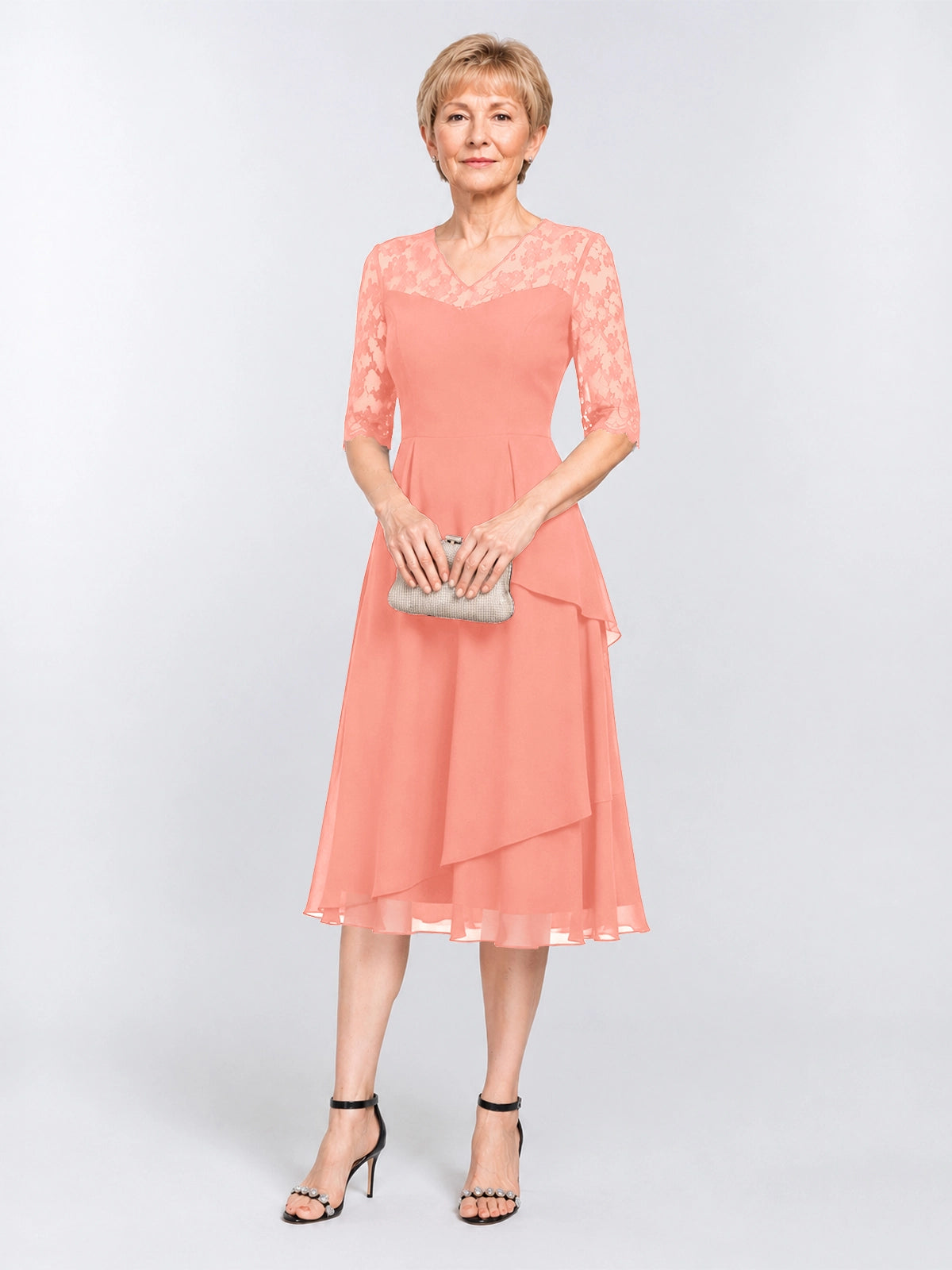A-line Mother of the Bride Dress with Lace Sleeves 