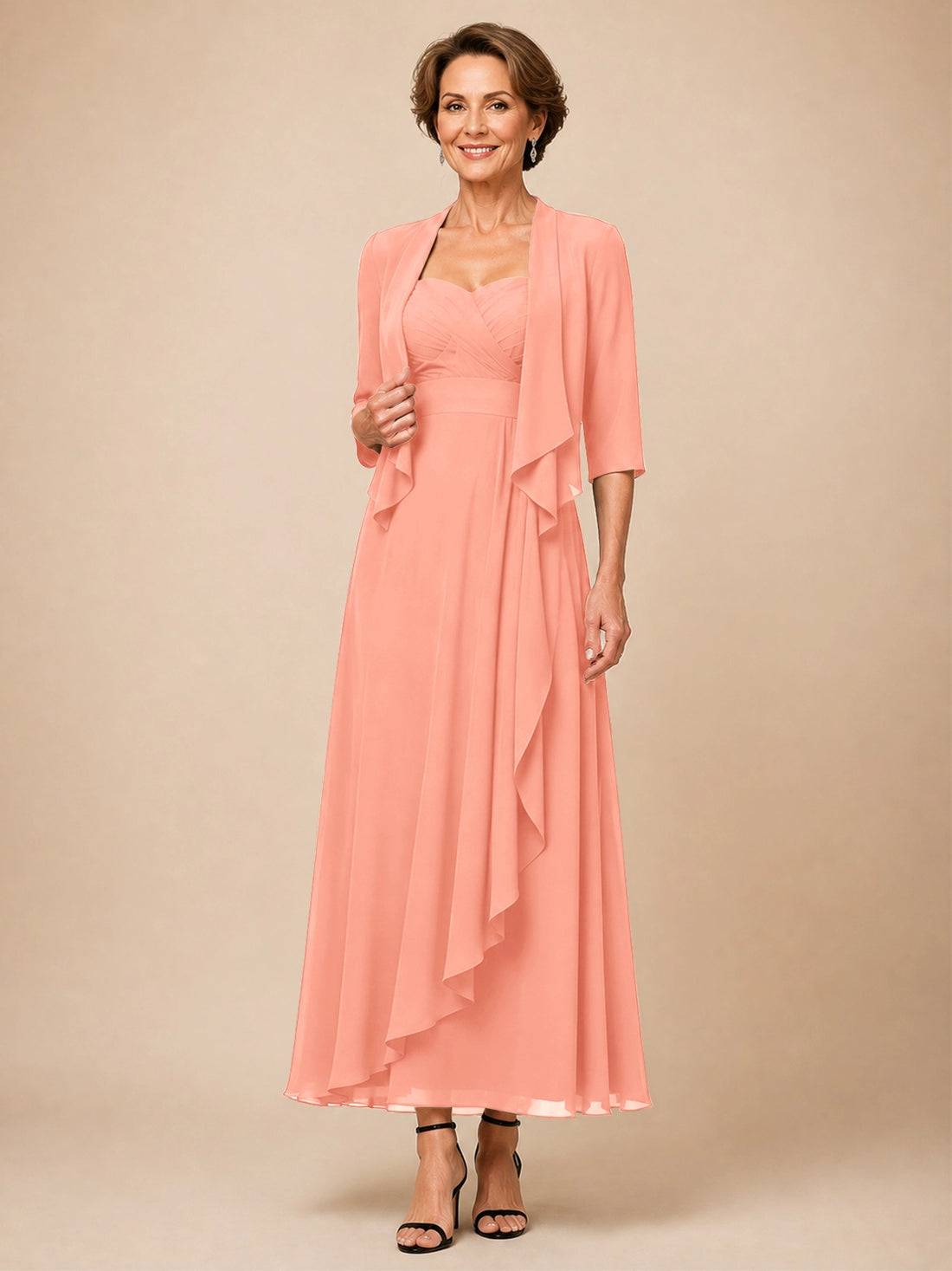 Two-piece Mother of the Bride Dress with Ruffle Design 
