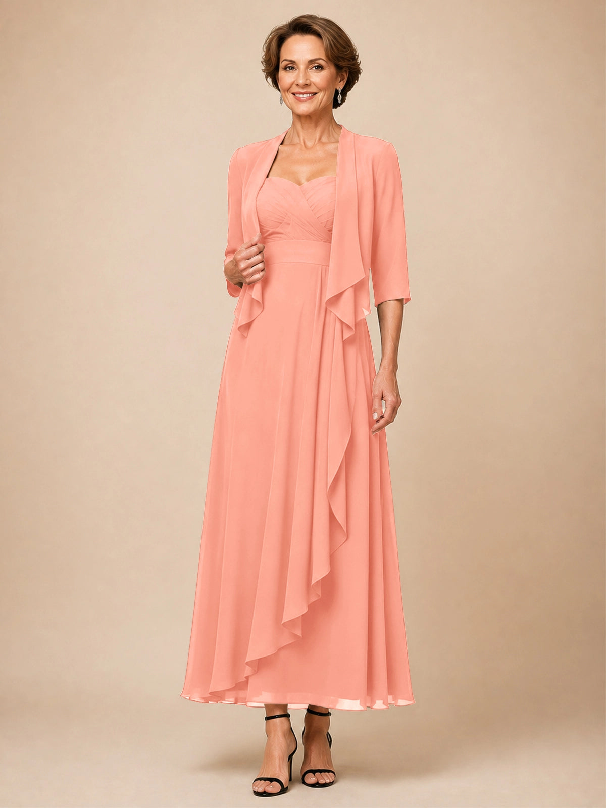 Two-piece Mother of the Bride Dress with Ruffle Design 
