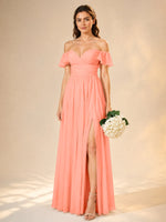 Chiffon Bridesmaid Dress with Cap Sleeves 