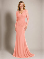 Mermaid Mother of the Bride Dress with Long Lace Sleeves 