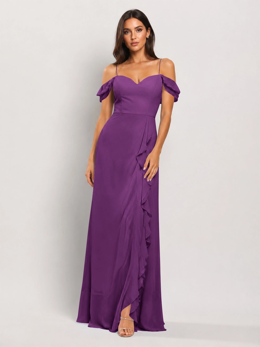 Sweetheart Neckline Bridesmaid Dress with Ruffled Details