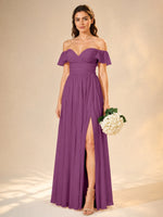 Chiffon Bridesmaid Dress with Cap Sleeves 
