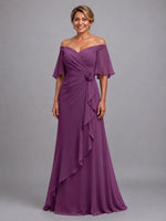 Chiffon Mother of the Bride Dress with 3D Rosette 