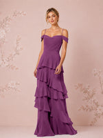Chiffon Bridesmaid Dress with Tiered Ruffles 