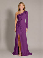 One-Shoulder Mother of the Bride Dress with Appliques