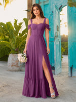 A-line Bridesmaid Dress with High Slit 