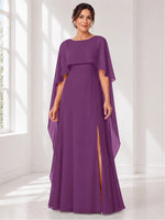 Chiffon Mother of the Bride Dress with Cape Overlay 