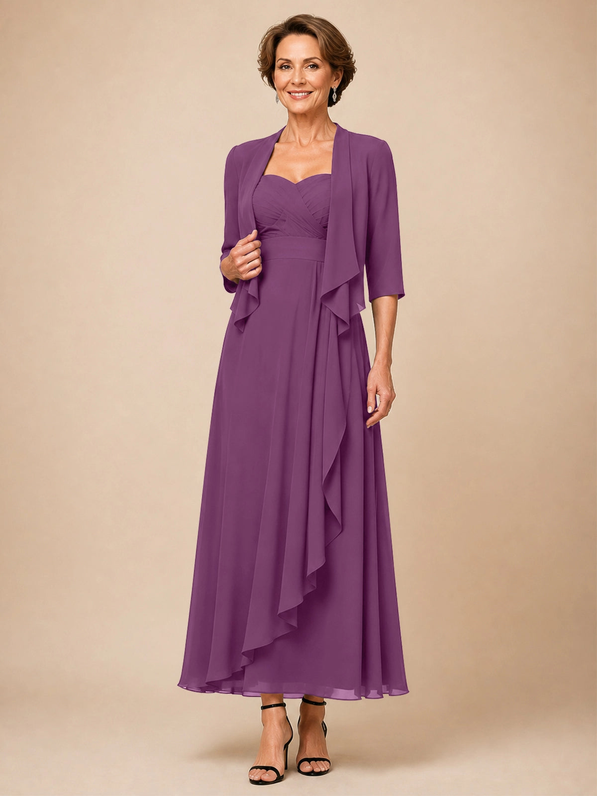Two-piece Mother of the Bride Dress with Ruffle Design 