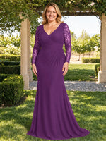 Mermaid Mother of the Bride Dress with Long Lace Sleeves-Plus Size 