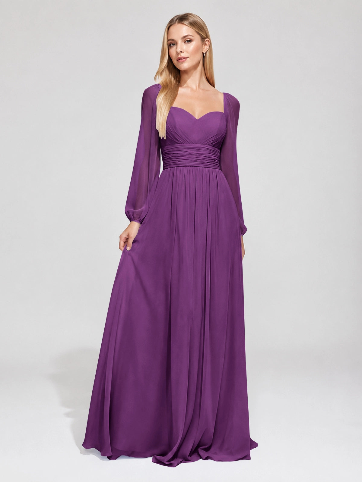 Elegant A-line Bridesmaid Dress with Long Sleeves