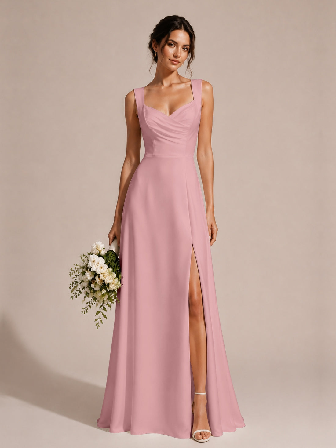Sweetheart Neckline Bridesmaid Dress with Wide Straps