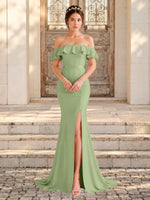 Mermaid Bridesmaid Dress with Ruffle Design 